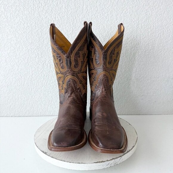 Rod Patrick Mens Cowboy Boots 12.5 A Perro Loco Brown Leather Western Square Toe - Picture 2 of 15